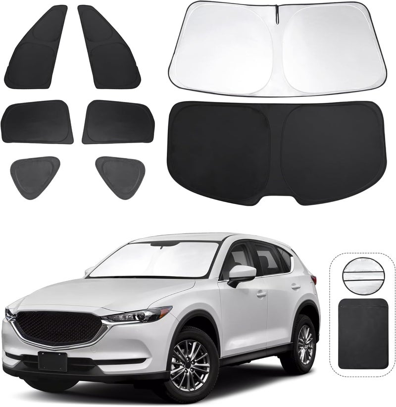 TINGLU Window Shades for Mazda CX-5 2017-2024 2025 Accessories Car Side Full Windows Rear Triangular Windshield Sun Shade Sun UV Rays & Privacy Protection for Camping,Napping,and Relaxing 8PCS - Image 1